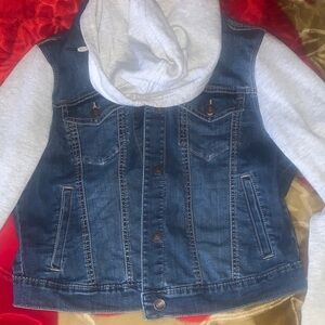 Denim Vest with Gray Hoodie